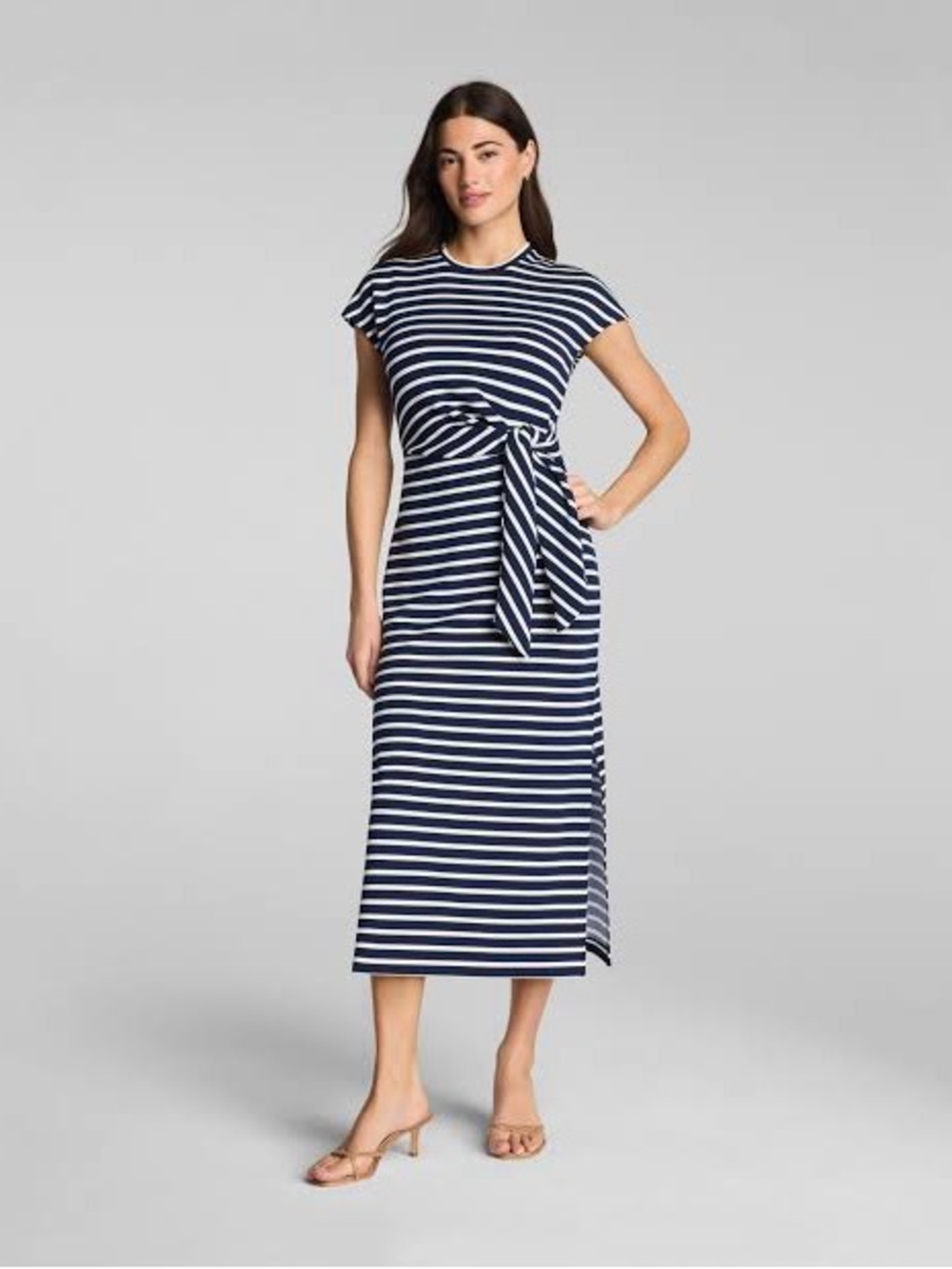 SPANX AirEssentials Striped Tie Waist Maxi Dress Size L